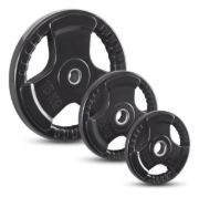 Imagen de Disco Olimpico Hierro Engomado C/agarres 25kg Negro