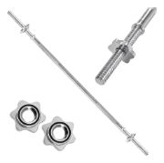 Imagen de Barra Recta Cromada Con Roscas Maciza Discos 1  1,80mts Metal Cromado 1.80mts