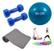 Imagen de Kit Entrenamiento Pilates Yoga Funcional Fitness N2 Azul