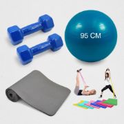 Imagen de Kit Entrenamiento Pilates Yoga Funcional Fitness N2 Azul