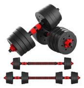 Imagen de Set 2 Mancuernas + Barra 3 En 1 15 Kgs Dmstore Negro