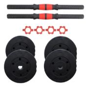 Imagen de Set 2 Mancuernas + Barra 3 En 1 15 Kgs Dmstore Negro