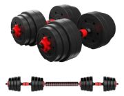 Imagen de Set 2 Mancuernas + Barra 3 En 1  20 Kgs Demstore Negro