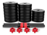 Imagen de Set 2 Mancuernas + Barra 3 En 1  20 Kgs Demstore Negro