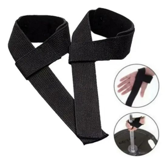Imagen de Agarre Strap Musculacion Levantamiento Pesas Par Negro