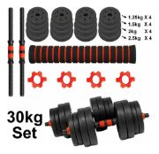Imagen de Set 2 Mancuernas + Barra 3 En 1  30 Kgs Demstore Negro