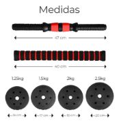 Imagen de Set 2 Mancuernas + Barra 3 En 1  30 Kgs