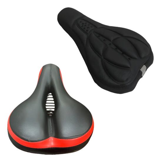 Imagen de Asiento Super Acolchonado Bicicleta Grueso Negro 25 Cm 20 Cm