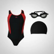 Imagen de Malla Natacion Piscina Lycra Forrada Anti Cloro + Accesorios - Rojo - 10