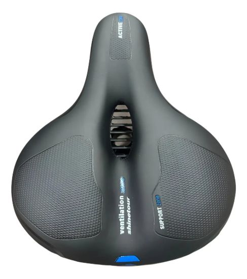 Imagen de Asiento Super Acolchonado Bicicleta Active Dos Resortes Negro 24 Cm 20 Cm