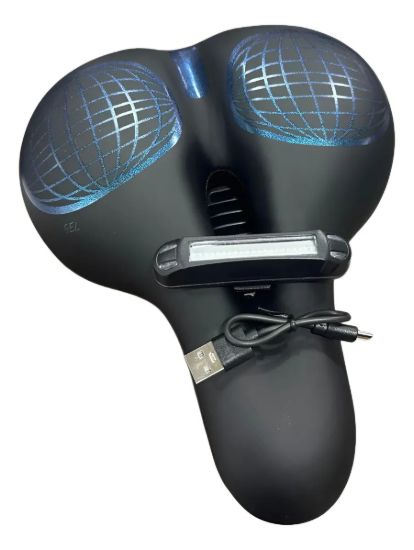 Imagen de Asiento Super Acolchonado Bicicleta + Luz Led Negro 2.6 Cm 2.1 Cm
