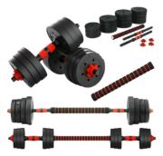 Imagen de Set 2 Mancuernas + Barra 3 En 1  40 Kgs Dmstore Negro