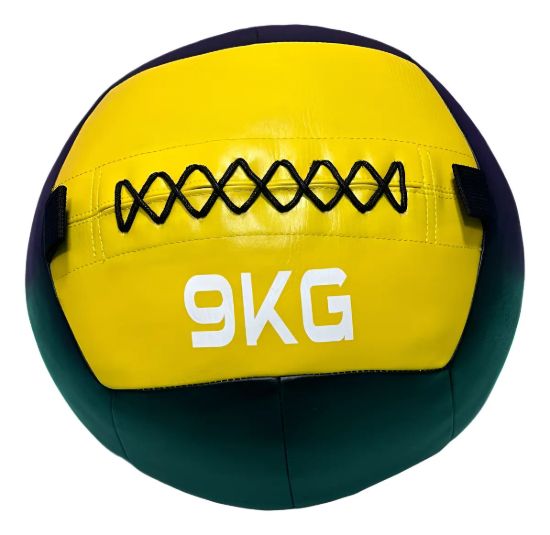 Imagen de Wall Ball Cuero 9 Kg  Pelota Entrenamiento Fitness Crossfit Negro