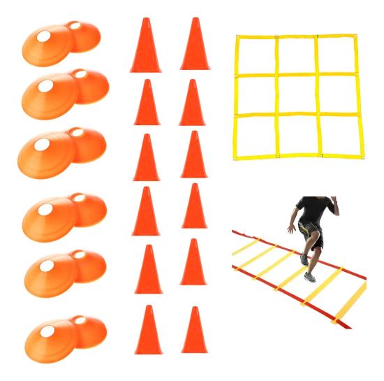 Imagen de Escalera Coordinación + 12 Conos  + 12 Platos + Cuadrilatero Surtido