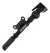 Imagen de Inflador De Mano Mini Aluminio C/ Manómetro 100 Psi Honor Negro