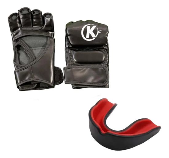 Imagen de Guante Mma Vale Todo + Bucal Pro M Negro/blanco