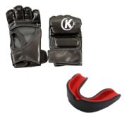 Imagen de Guante Mma Vale Todo + Bucal Pro M Negro/rojo