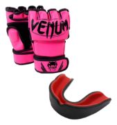 Imagen de Guante Mma Vale Todo + Bucal Pro M Rosa/rojo