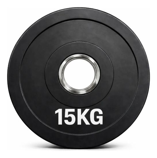 Imagen de Bumper Plate 15 Kg Disco Olímpico Musculación Gym Negro