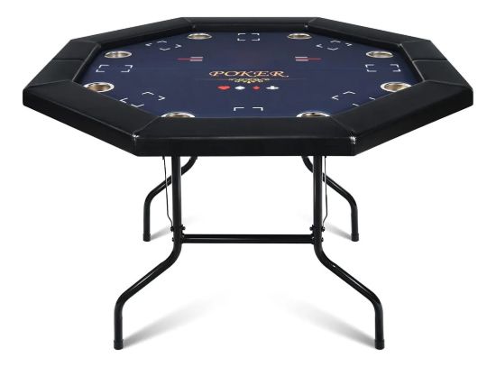 Imagen de Mesa Poker Profesional Plegable 8 Personas Con Portavasos Azul
