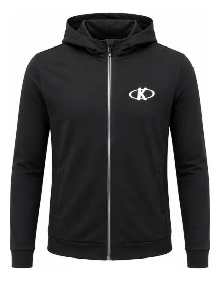Imagen de Campera Afelpada Con Capucha Y Cierre Deportivo Unisex 3xl Negro Lisa