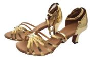 Imagen de Zapato De Baile Salsa Bachata Tango Dorado Y Plateado Dorado Oscuro 37 Uy