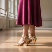Imagen de Zapato De Baile Salsa Bachata Tango Dorado Y Plateado Dorado Oscuro 37 Uy
