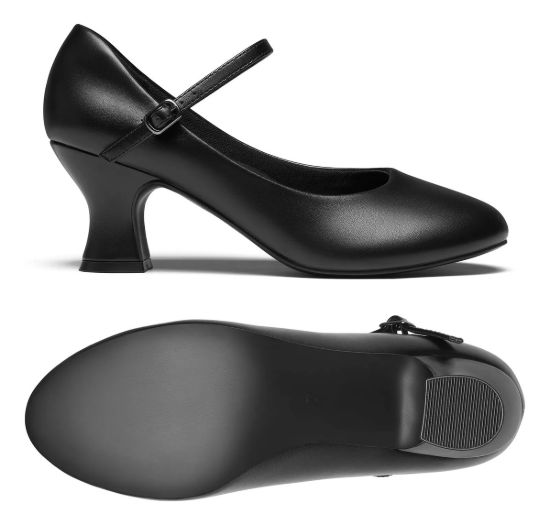 Imagen de Zapato Para Baile Flamenco Profesional Cuero Taco Y Hebilla Negro Cuero Sintetico 39 Eu