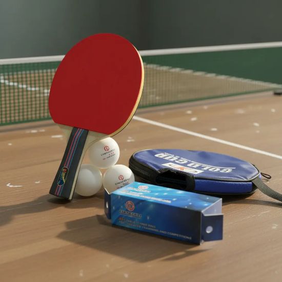 Imagen de Paleta Ping Pong + Funda + Pelotas X3 Blanco An (anatómico)