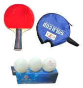 Imagen de Paleta Ping Pong + Funda + Pelotas X3 Blanco An (anatómico)