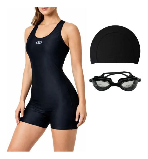 Imagen de Malla Natacion Enterito Para Dama Piscina + Accesorios Negro