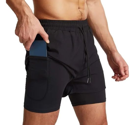 Imagen de Short + Calza Deportes Entrenamiento Fitnesss Negro Lisa 2xl