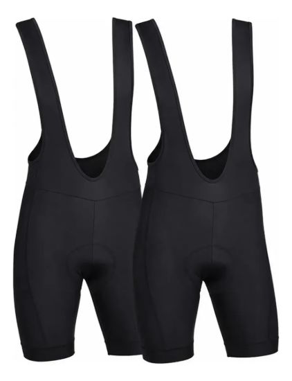 Imagen de Pack X2 Calza Ciclismo Con Tiradores Gel Acolchada Hombre Negro Lisa Xl