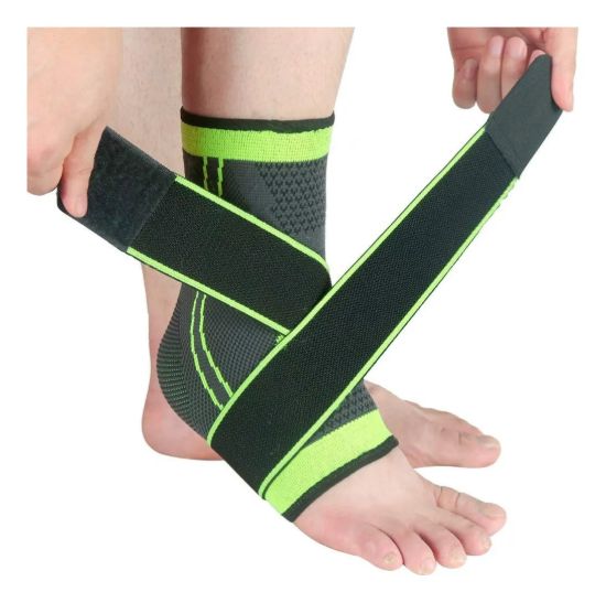 Imagen de Tobillera Ajustable Deportiva Elástica Compresora Con Strap Negro Xl