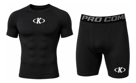 Imagen de Set Kit Termico Remera + Calza Corta Negro Lisa L