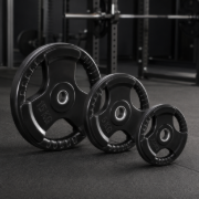Imagen de Disco Olimpico Hierro Engomado C/agarres 15kg Negro