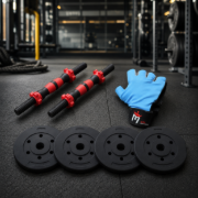 Imagen de Set Mancuerna + Discos 20 Kg + Guante Fitness Regalo  Negro