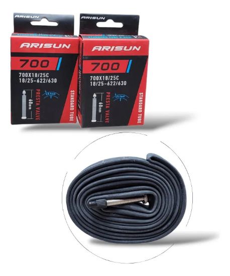Imagen de Camara Bicicleta Arisun  700 X 18/25 V/f 60mm - Par Presta Negro