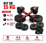 Imagen de Set 2 Mancuernas + Barra 3 En 1 15 Kgs