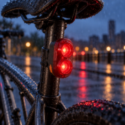 Imagen de Luz Trasera Doble Led Usb Bainbow Bicicleta Casco Negro